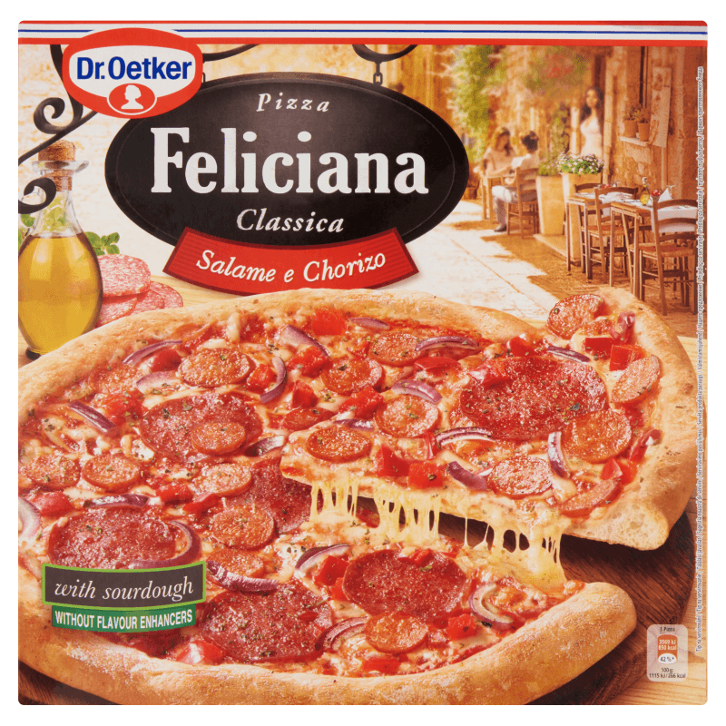 Dr. Oetker Feliciana fagyasztott pizza 320 g szalámival (salame e chorizo)