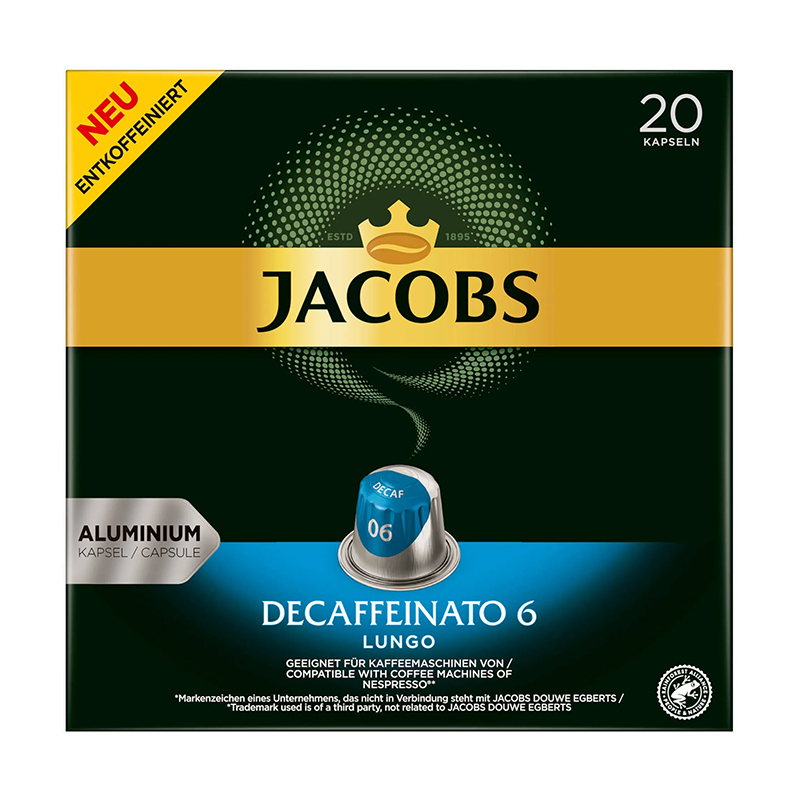Jacobs Lungo 6 kávékapszula 20 db koffeinmentes Nespresso ®kávégép kompatibilis termék