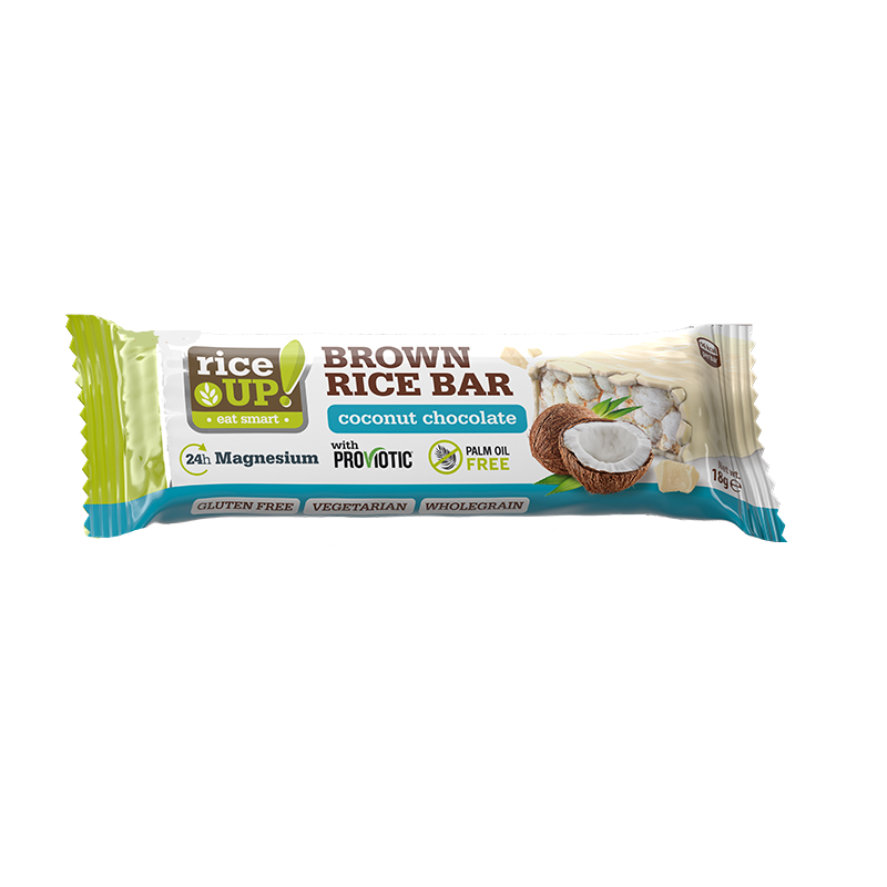 Rice Up puffasztott barnarizs szelet kókuszos fehércsokoládéval 18 g