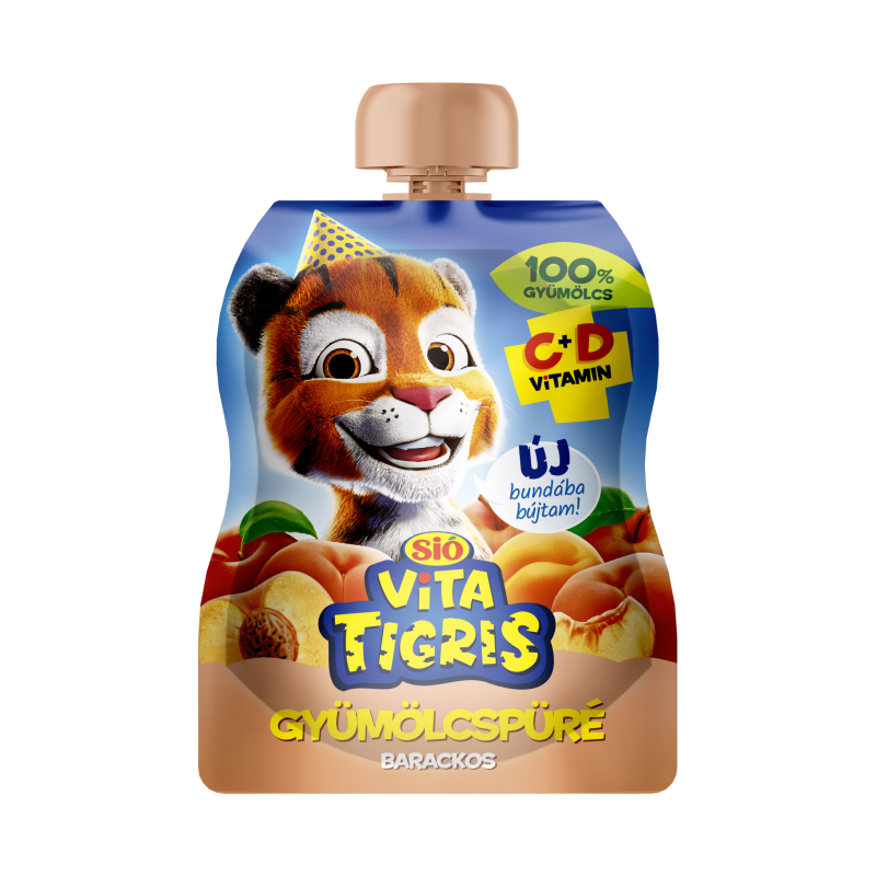 Sió Vitatigris alma alapú gyümölcspüré 100% 90 g barackos