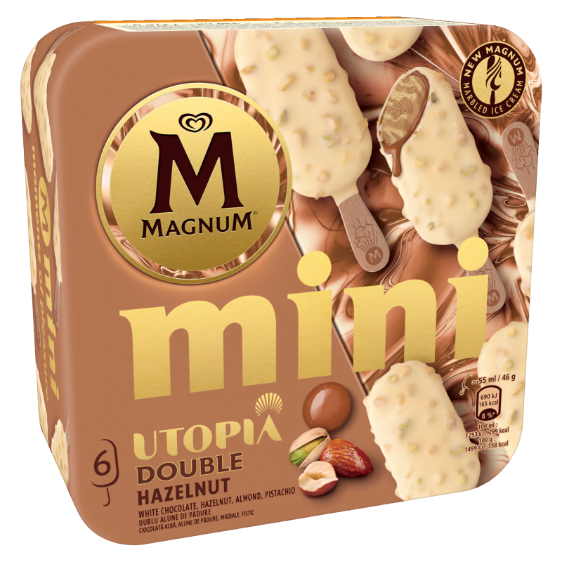 Magnum mini Utopia Double Hazelnut pálcikás jégkrém 6x55 ml fehércsokoládés