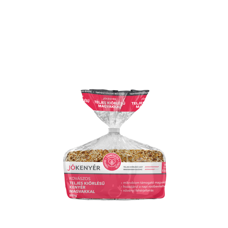 Jókenyér friss kovászos teljes kiőrlésű kenyér magvakkal 500 g szel.