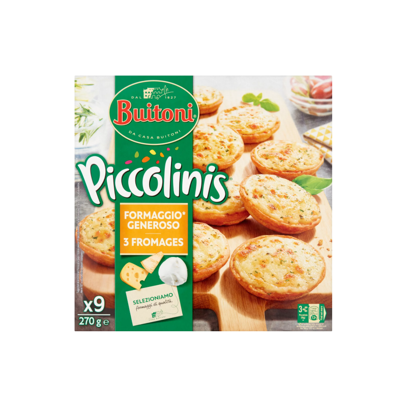 Buitoni Piccolinis Formaggio generoso fagyasztott mini pizza 9 db 270 g