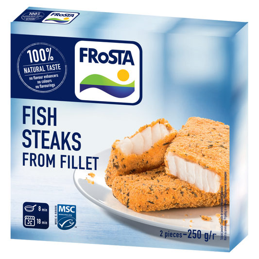 FRoSTA fagyasztott tőkehalfilé szeletek fűszernövényes panírban 250 g