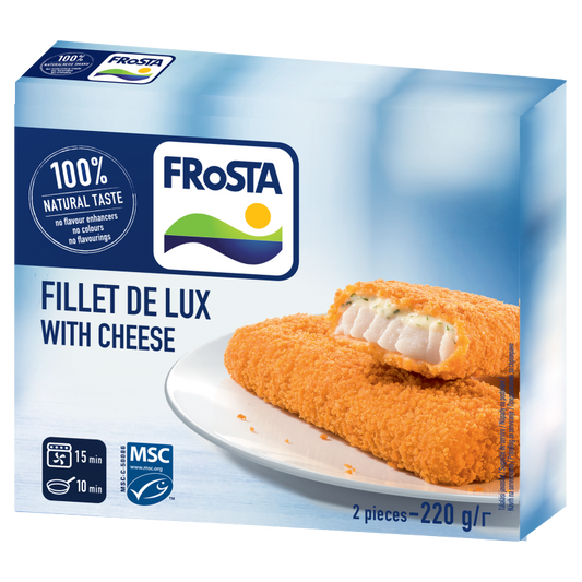 FRoSTA fagyasztott Fillet de Lux tőkehal filé 220 g zöldfűszeres sajtszósszal
