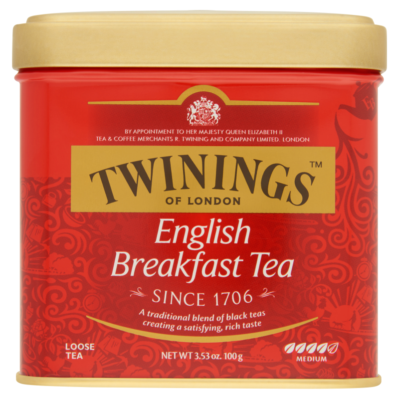 Twinings English Breakfast szálas fekete tea 100 g fémdobozban