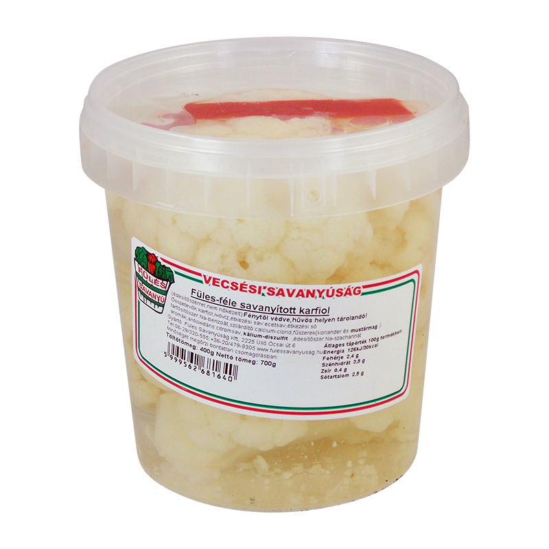 Füles-féle savanyított karfiol 700 g / 400 g vödör, édesítőszerrel