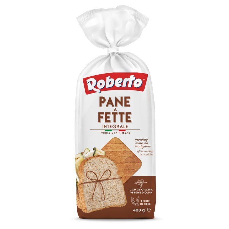 Roberto teljes kiőrlésű búzalisztből készült szeletelt kenyér 400 g olívaolajjal