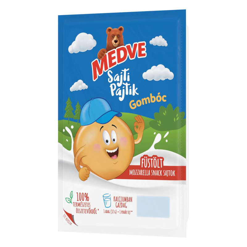 Medve Sajti Pajtik gombóc füstölt mozzarella sajt snack 96 g